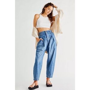 We The Free Sawyer Pull On Boyfriend Jeans Spruce Blue Size Small